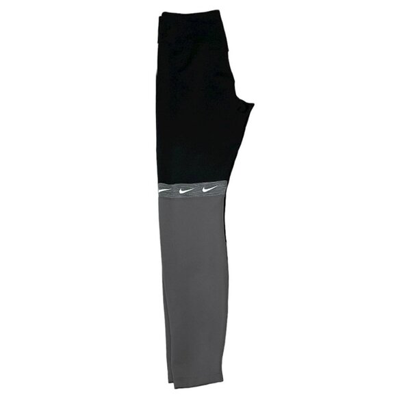 Nike Dri Fit Leggings Asymmetrical Gray Black Leggings White Checks Size Small - Picture 2 of 6